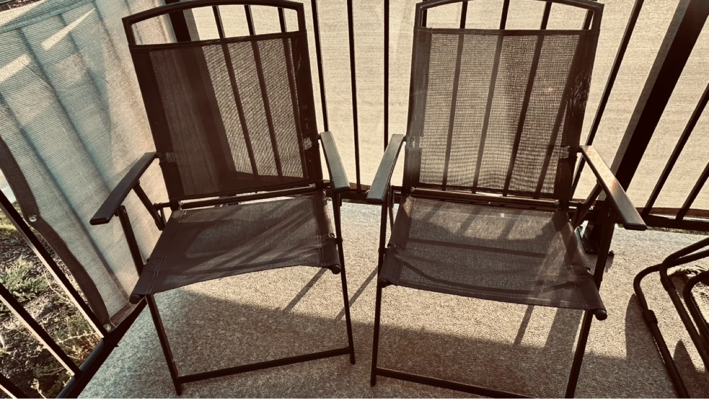 Set of 2 Folding Patio Chairs – Metal Frame Outdoor Chairs