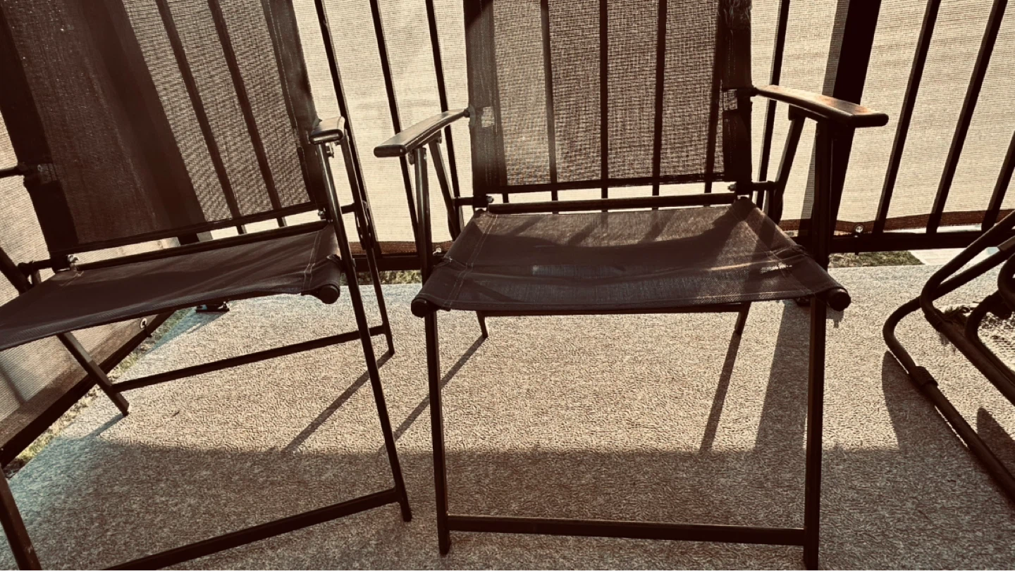 Set of 2 Folding Patio Chairs – Metal Frame Outdoor Chairs - photo 3