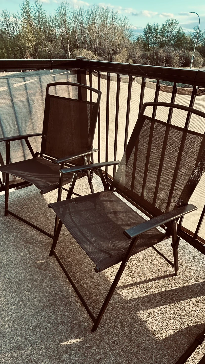 Set of 2 Folding Patio Chairs – Metal Frame Outdoor Chairs - photo 2