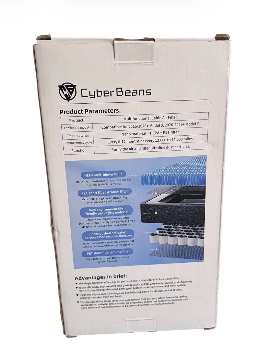 CyberBeans HEPA Cabin Air Filter for Tesla Model 3 & Model Y - photo 2