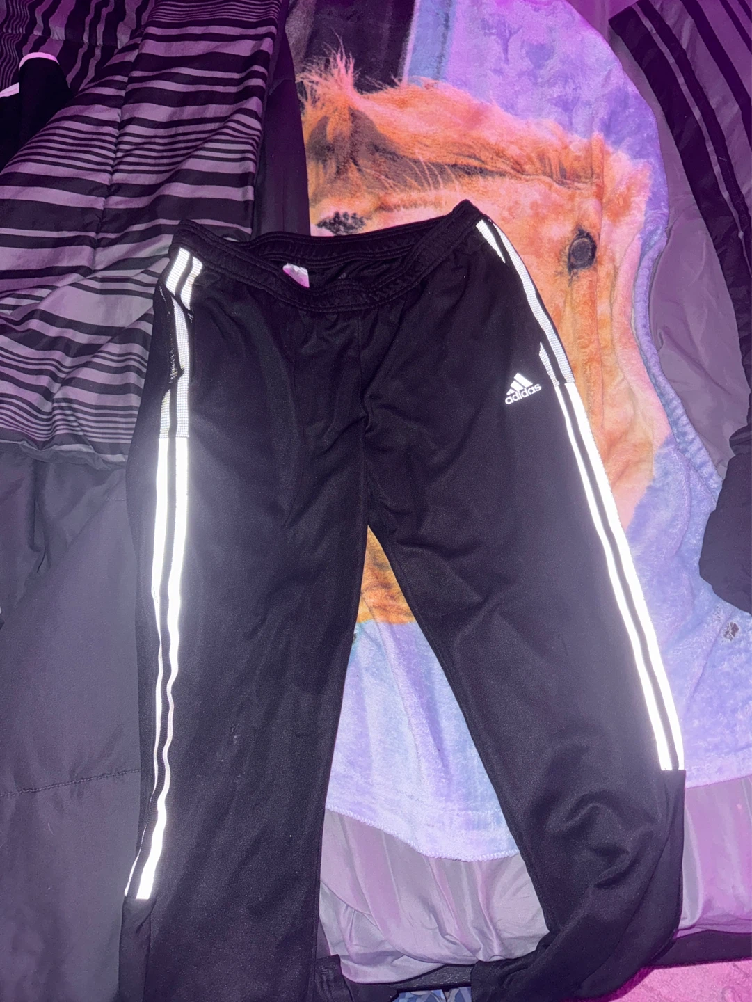 Adidas Black Track Pants with White Stripes - photo 2