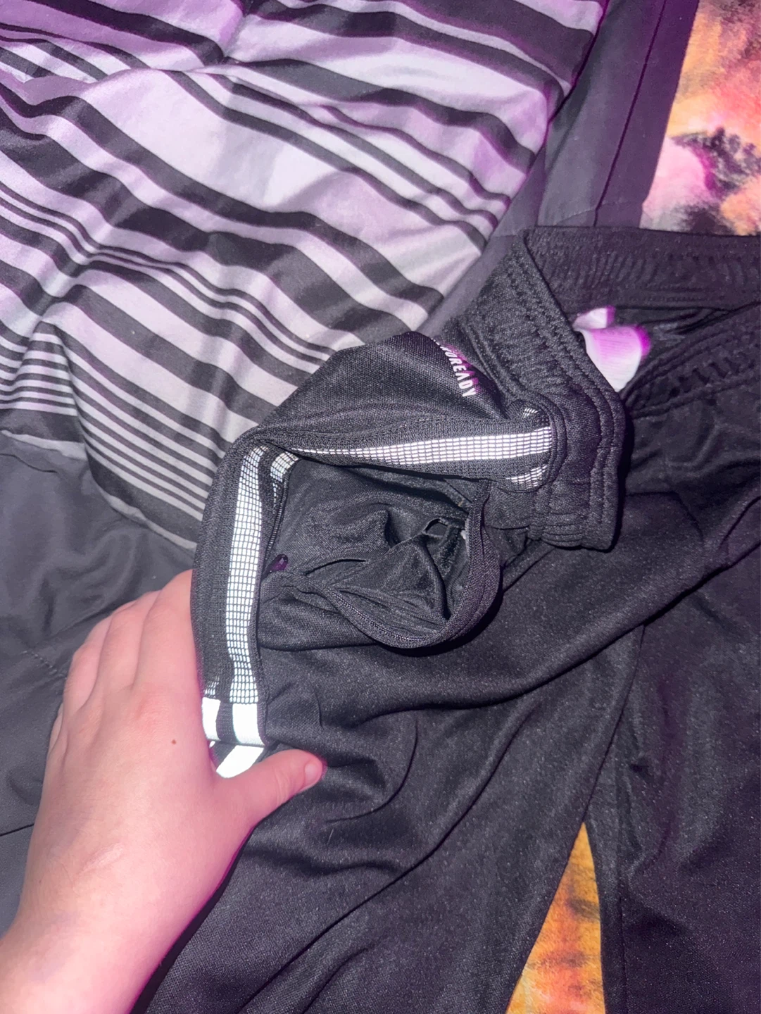 Adidas Black Track Pants with White Stripes - photo 3