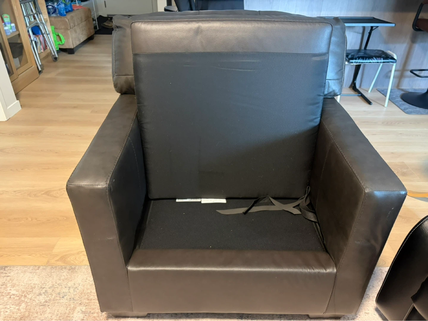 Dark Brown Faux Leather Armchair - photo 3