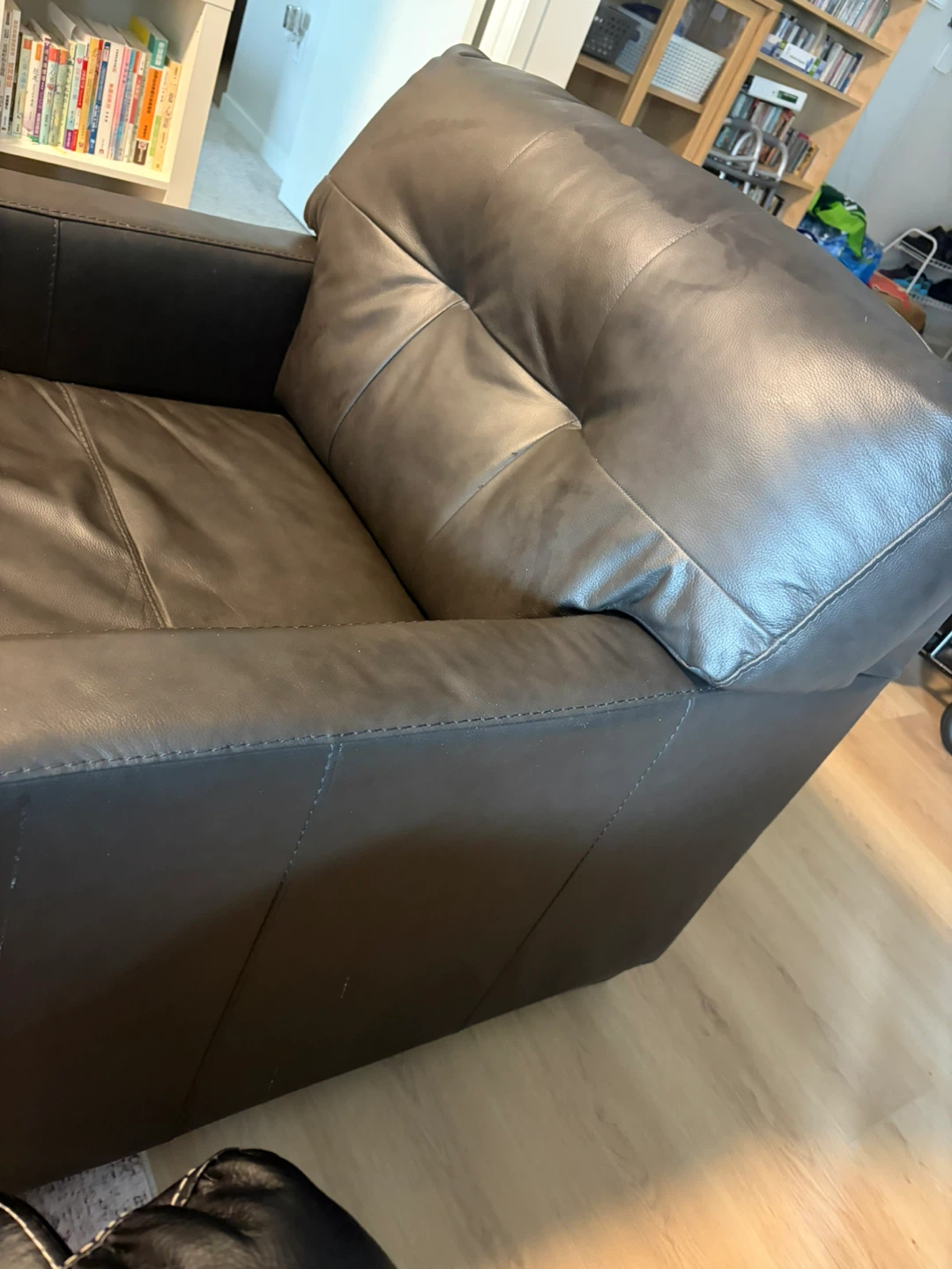 Dark Brown Faux Leather Armchair