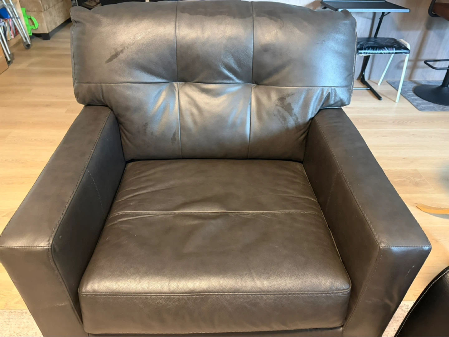 Dark Brown Faux Leather Armchair - photo 2