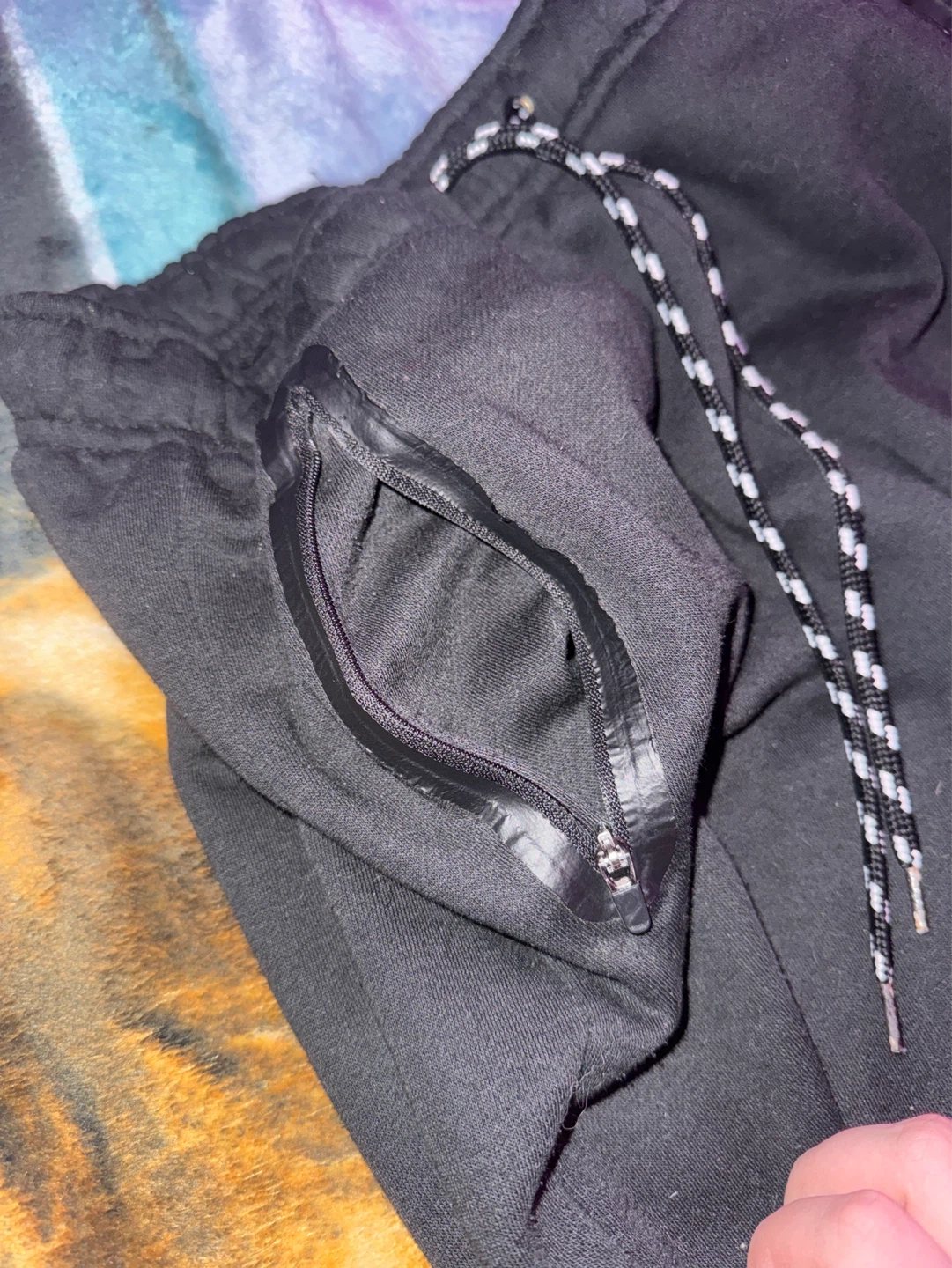 Black Track Pants with Zipper Pocket - photo 3