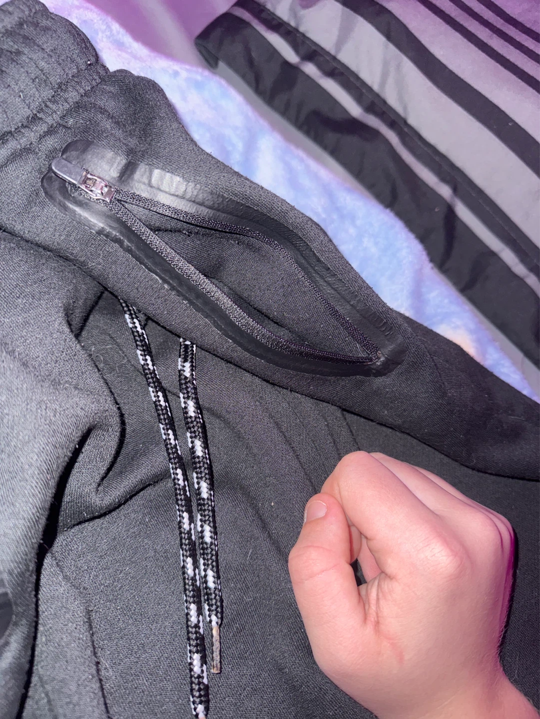 Black Track Pants with Zipper Pocket - photo 4