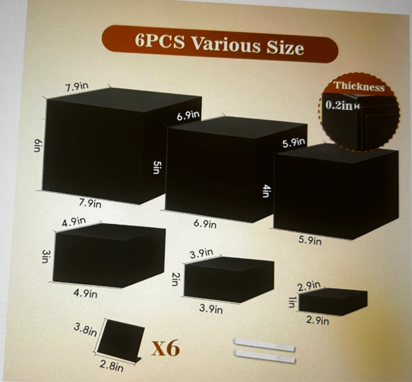 6-Piece Black Display Stands - photo 4