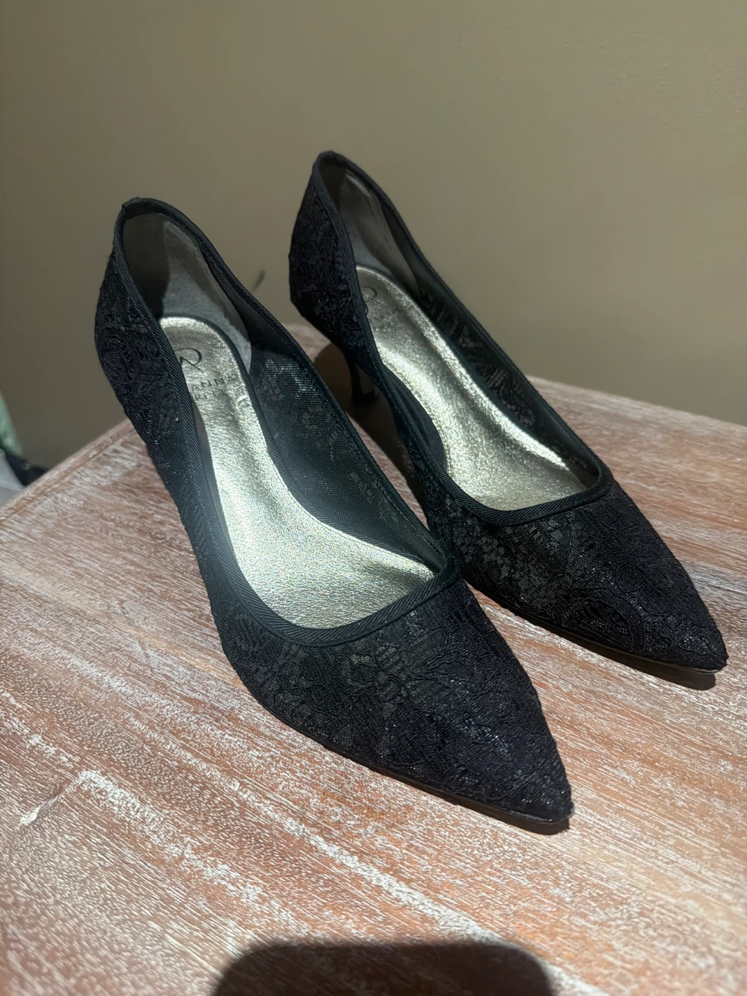 Adrianna Papell Black Lace Heels - Size 8.5M