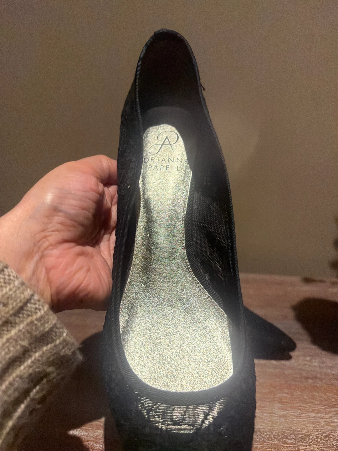 Adrianna Papell Black Lace Heels - Size 8.5M - photo 3