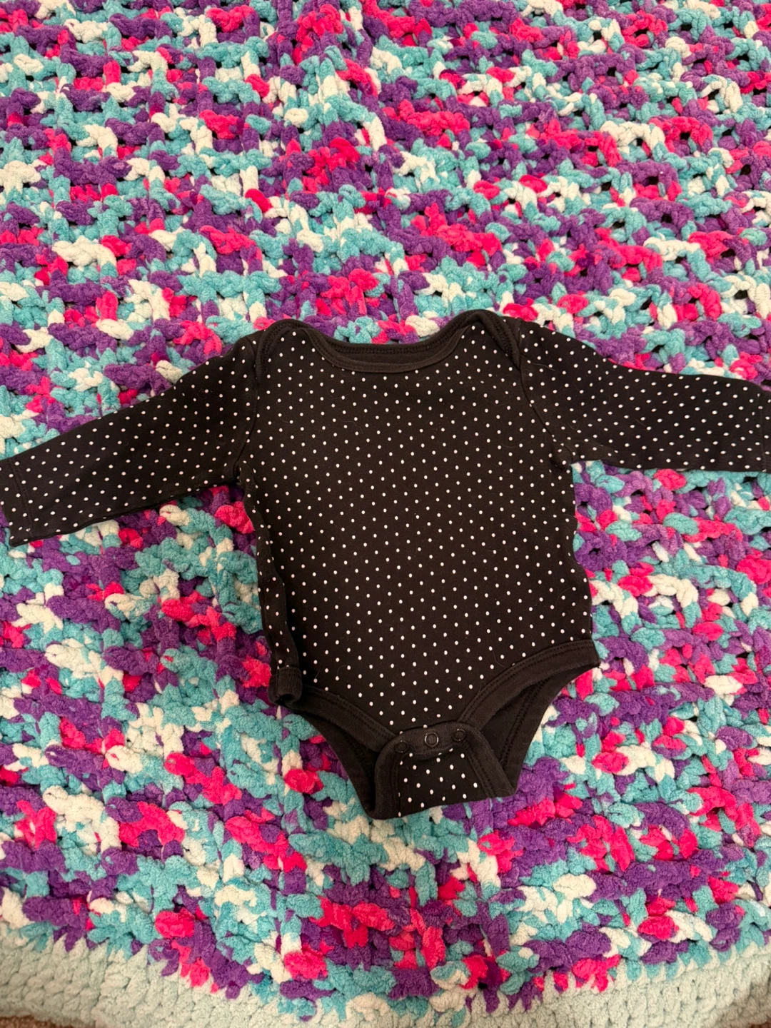 Black and white polka dot diaper shirt