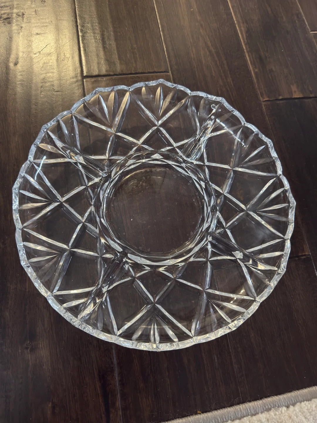Clear Glass Divided Serving Platter with Fruit Design - photo 2