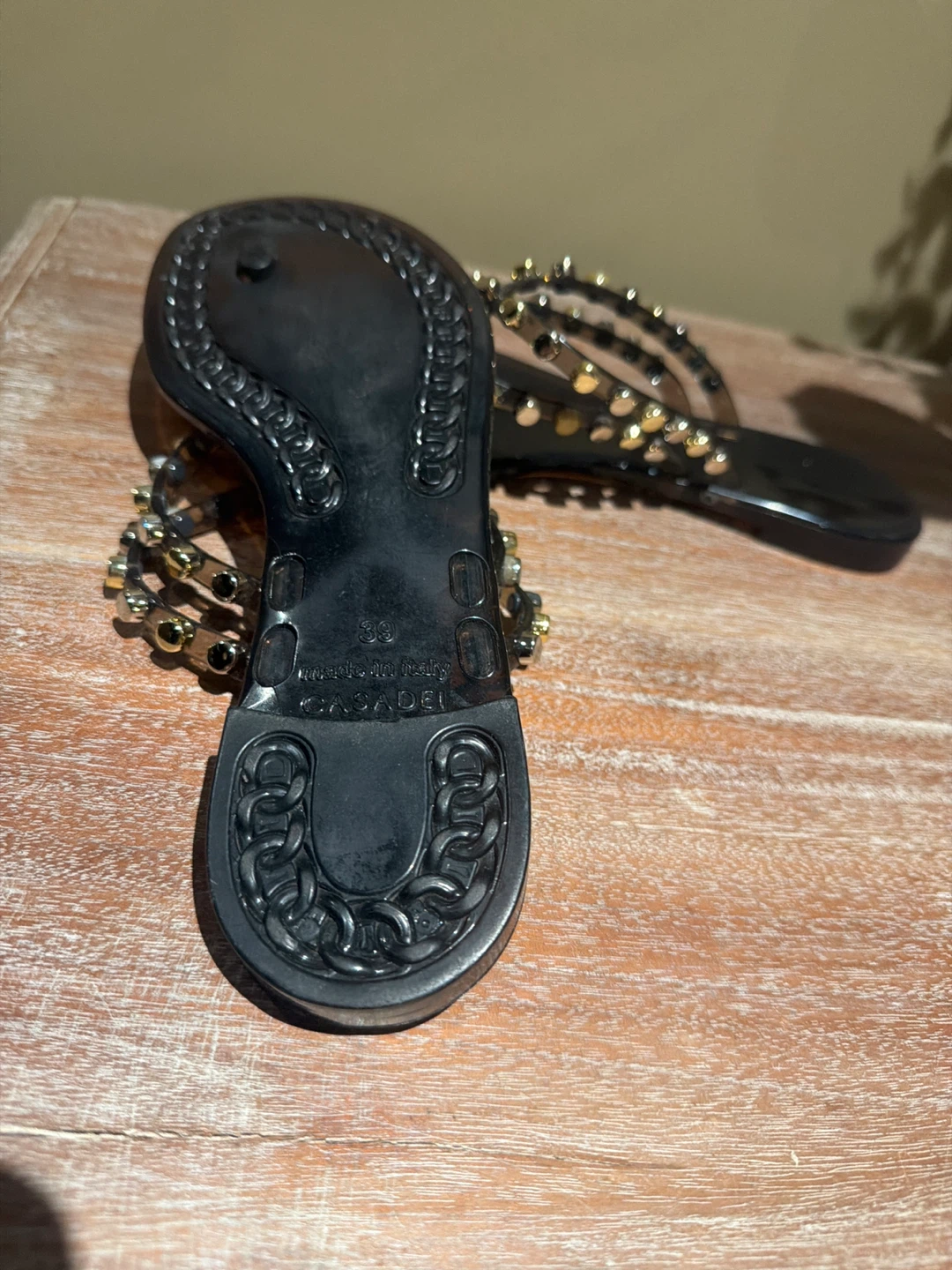 Casadei Black Studded Thong Sandals - photo 5