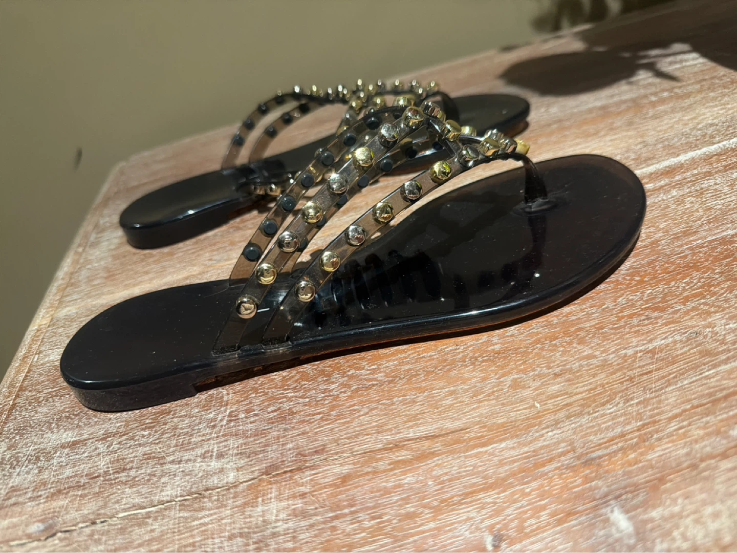 Casadei Black Studded Thong Sandals - photo 2