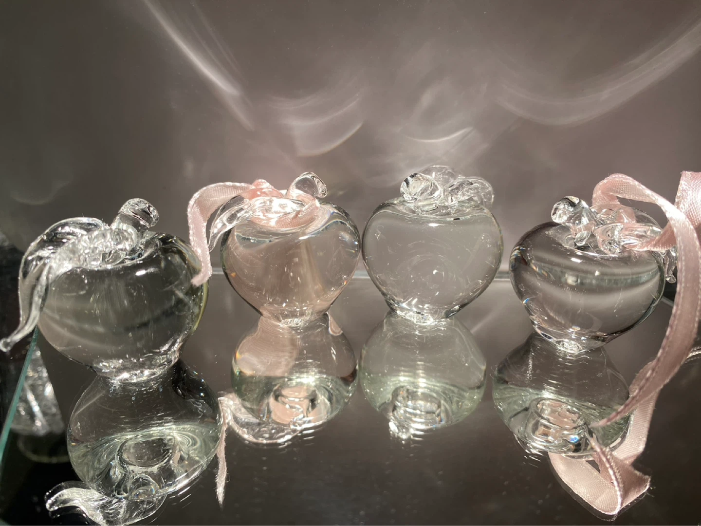 Set of 4 Glass Apple Ornaments