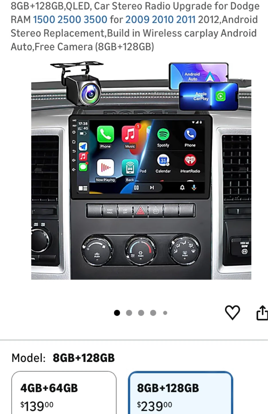 10 Inch Car Stereo for Dodge Ram 1500 2500 3500 (2009-2012)