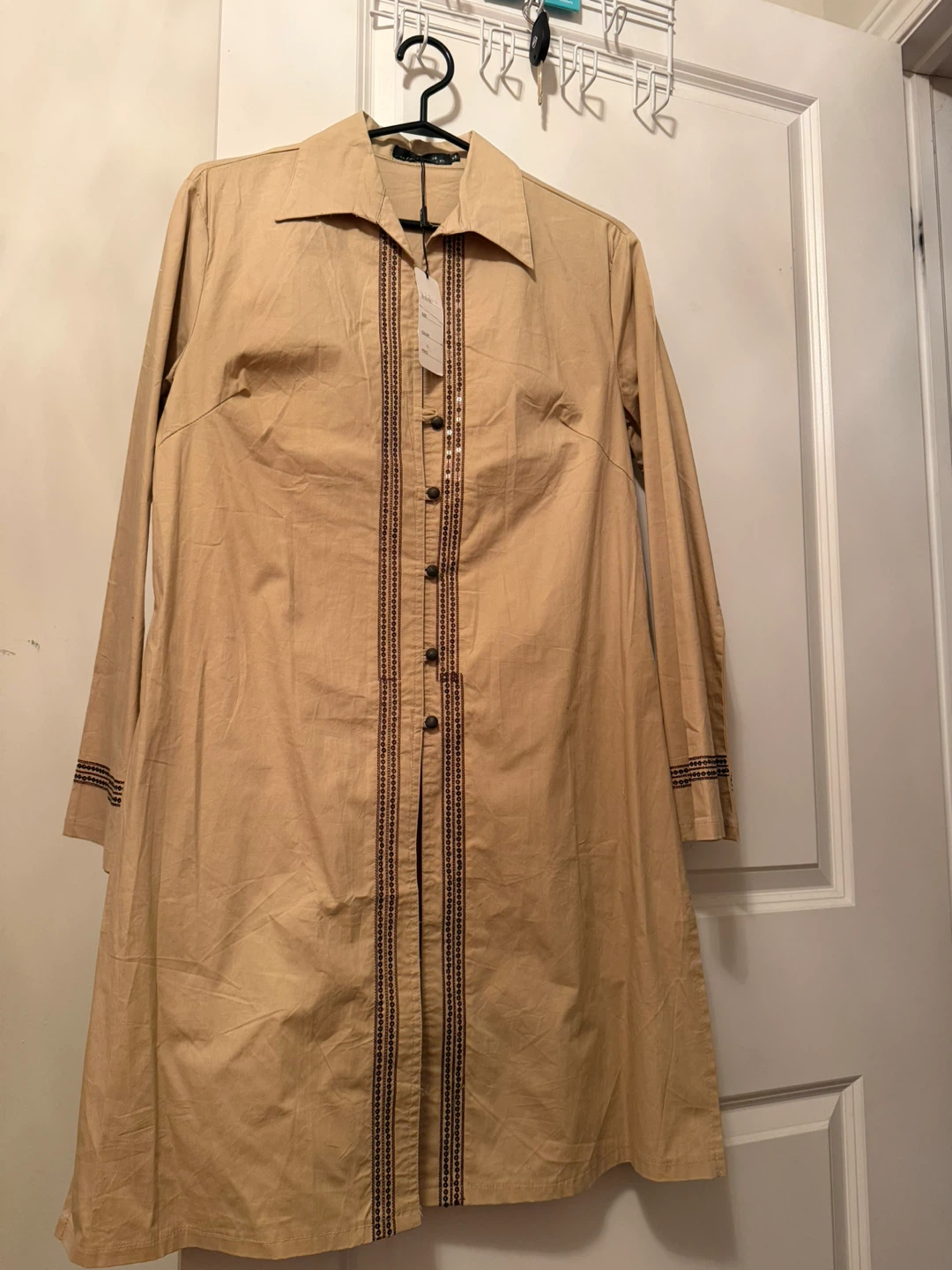 Tan Button-Up Tunic Shirt - photo 3