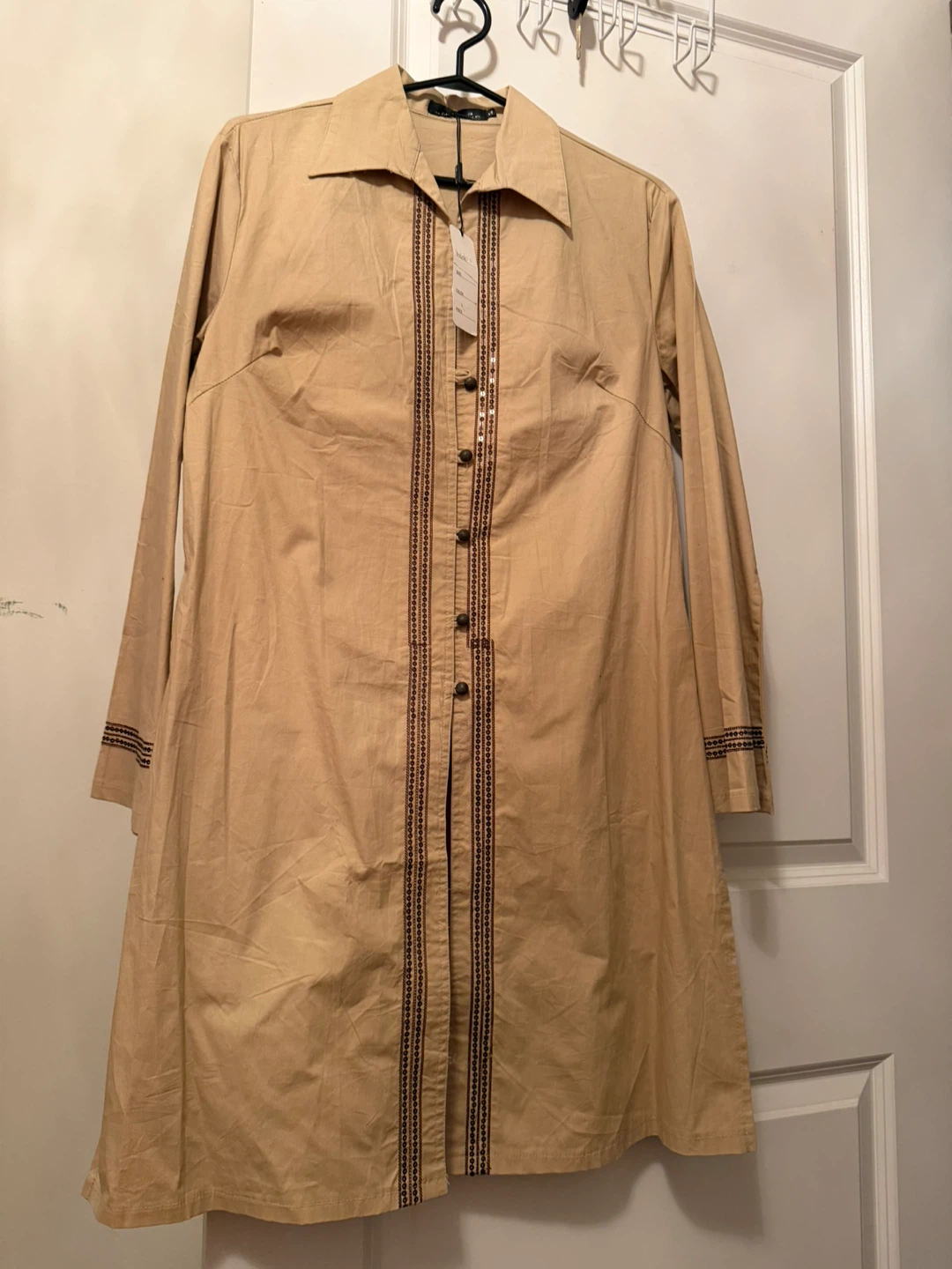 Tan Button-Up Tunic Shirt - photo 2