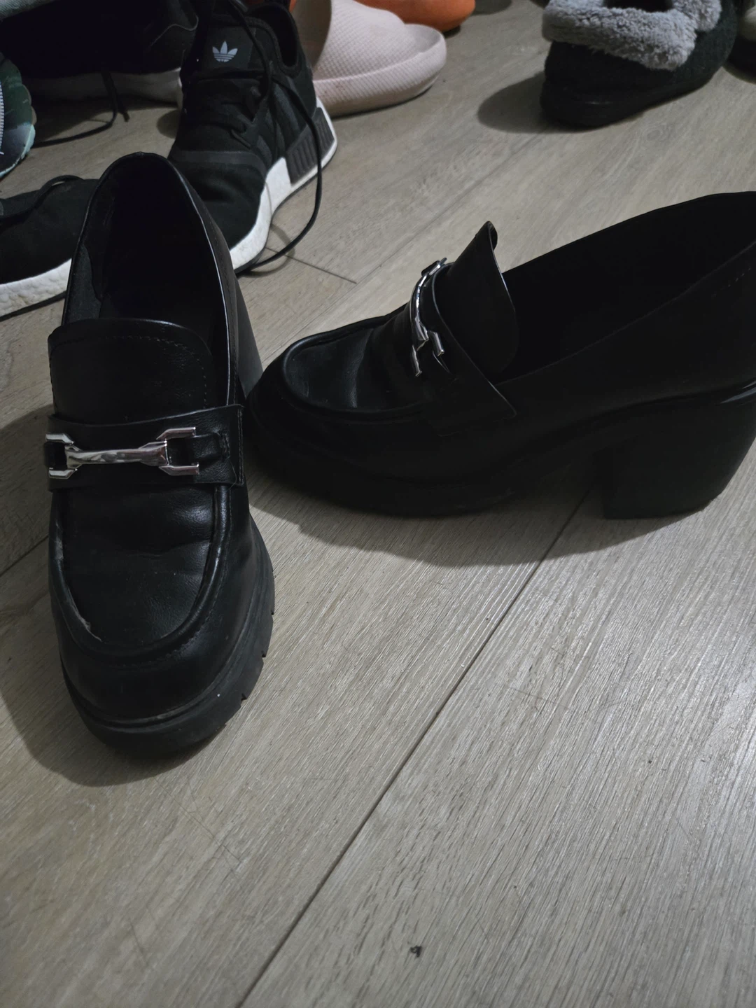 Black Loafer Platform Heels