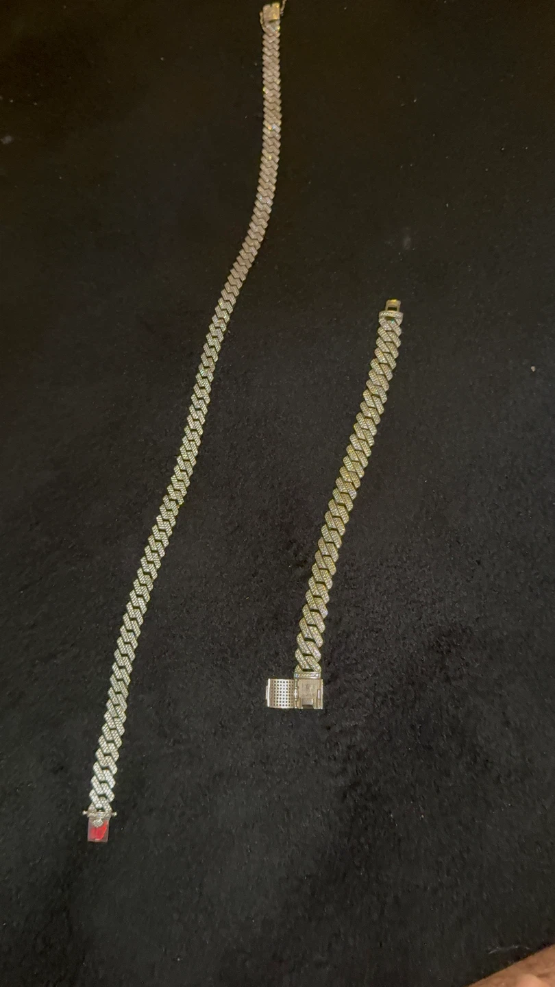 Cuban Link Chain Necklace with Rhinestones