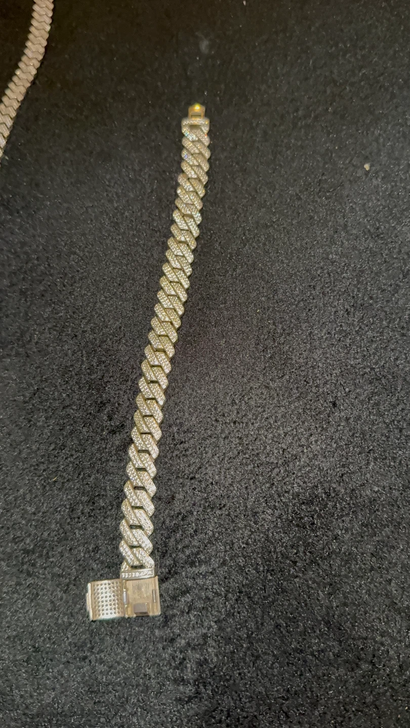 Cuban Link Chain Necklace with Rhinestones - photo 2