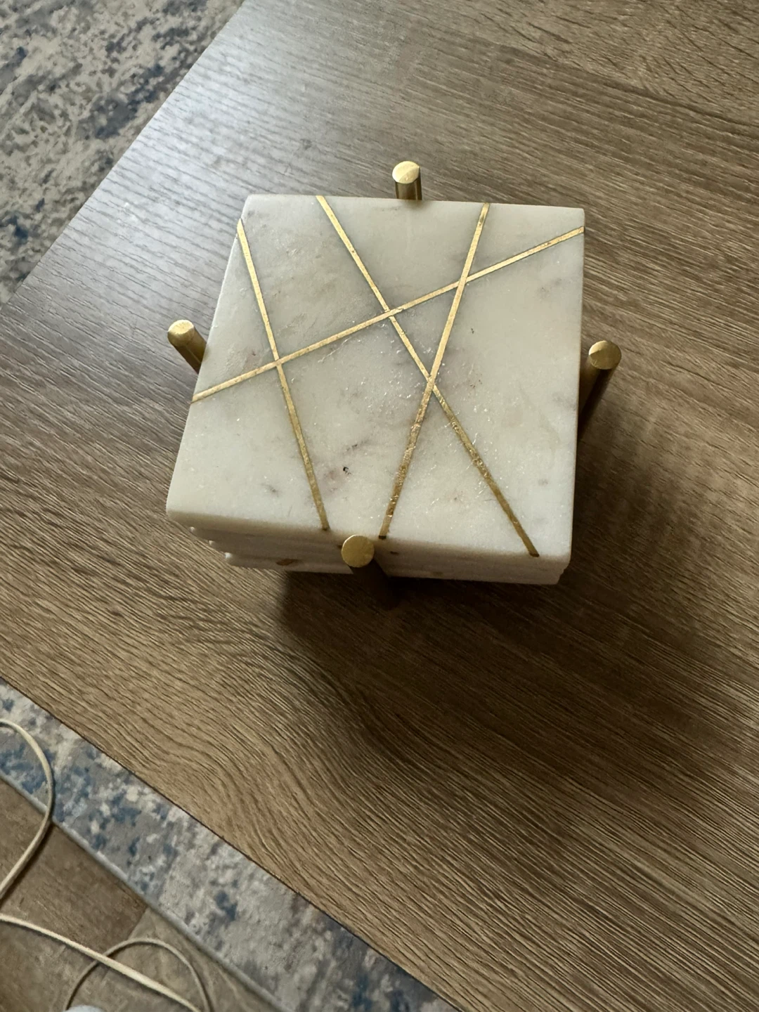 Marble Coasters with Gold Accents and Holder - photo 2