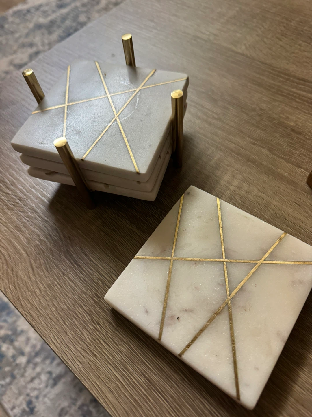 Marble Coasters with Gold Accents and Holder - photo 3