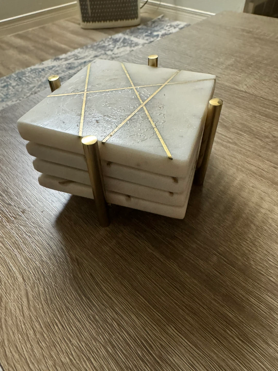 Marble Coasters with Gold Accents and Holder