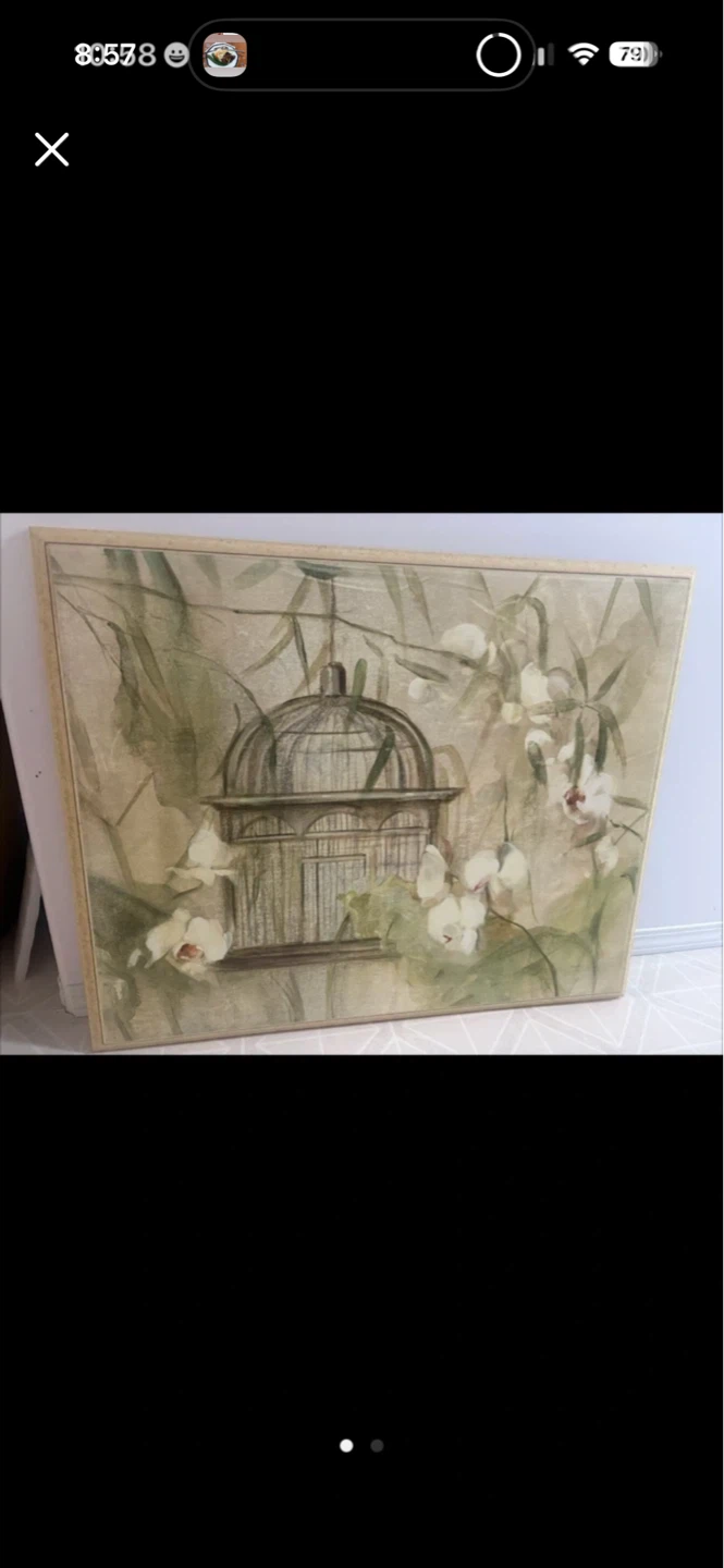 Framed Wall Art - Birdcage and Orchids Painting