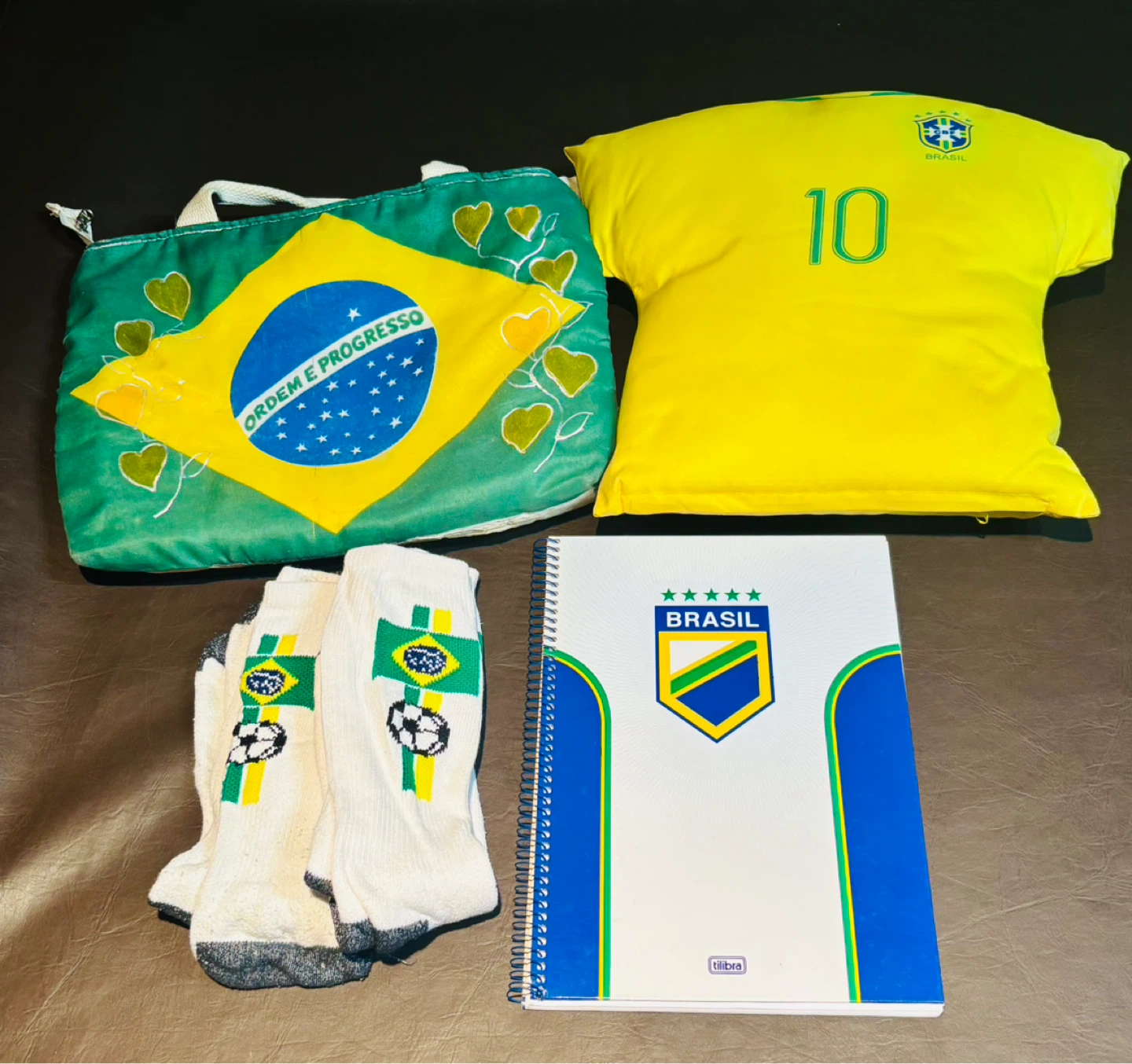Brazil Themed Pack: Pillow, Bag, Socks & Notebook