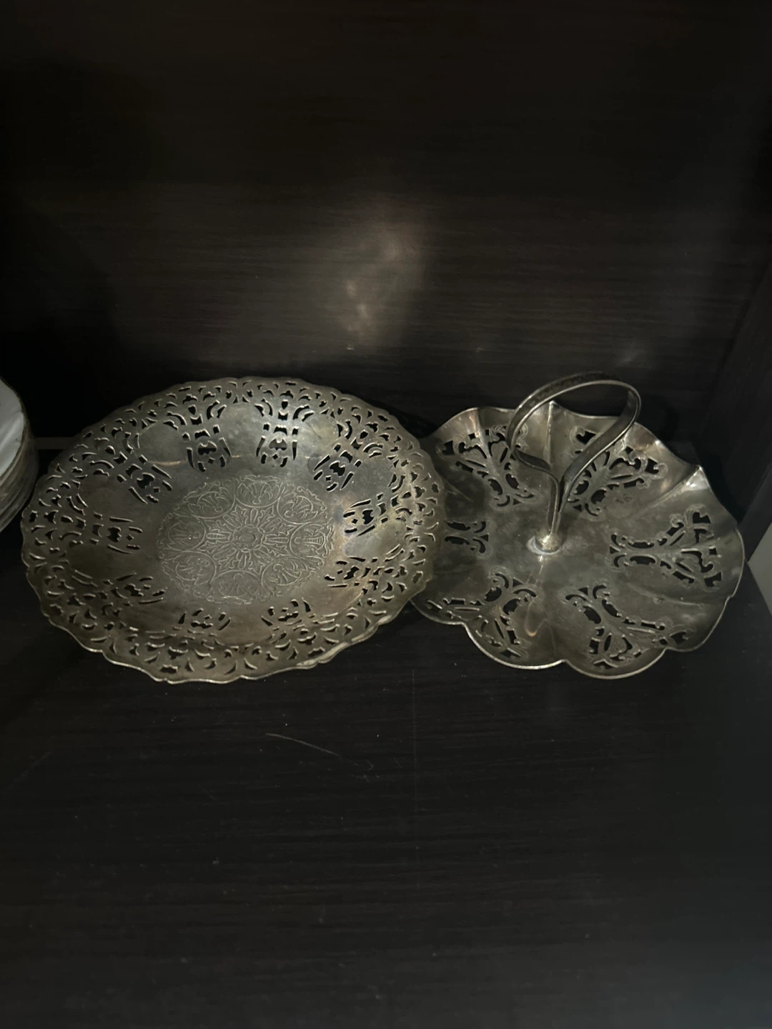 Vintage Ornate Metal Serving Trays Set
