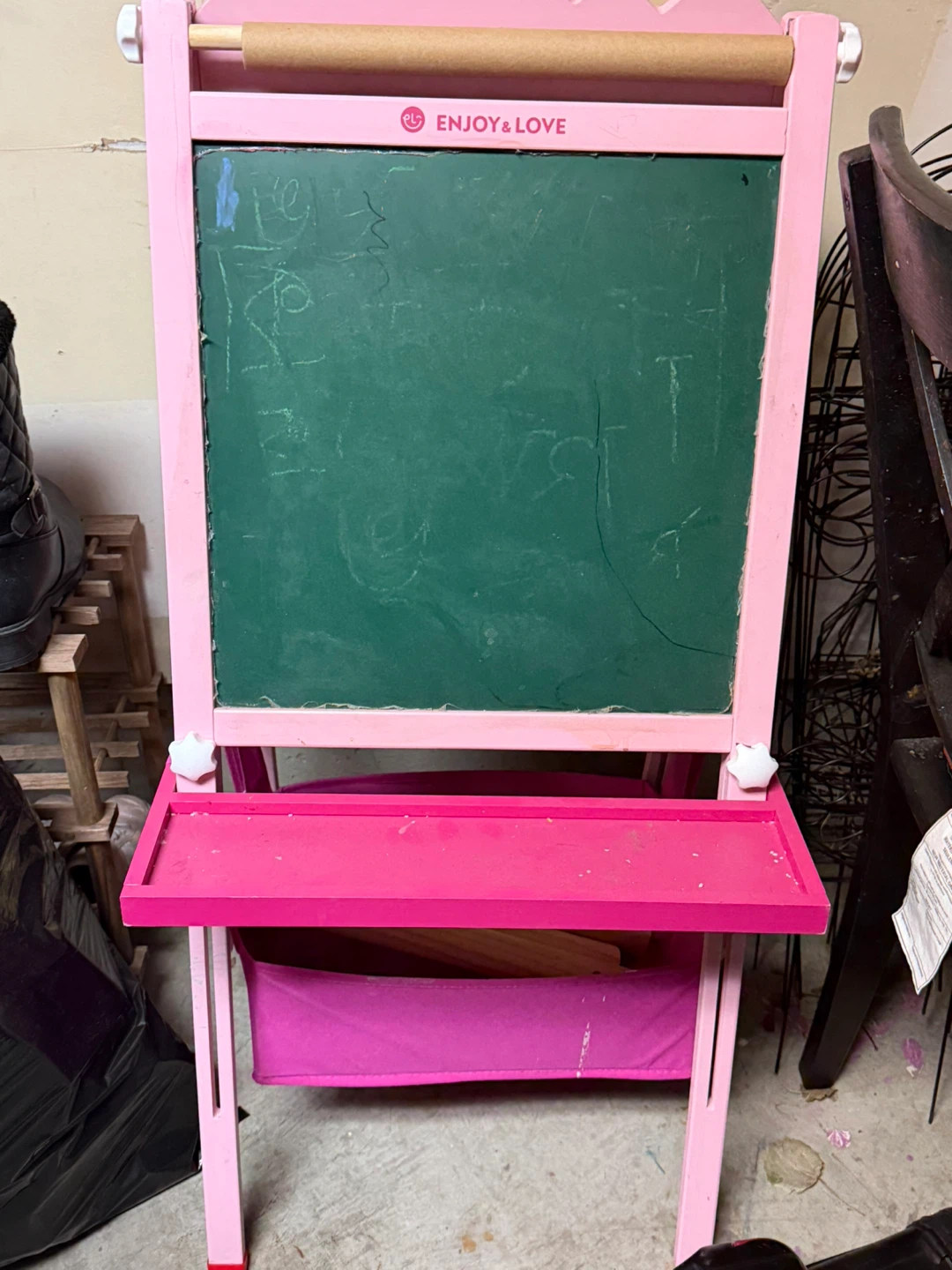 Enjoy & Love Pink Art Easel with Chalkboard