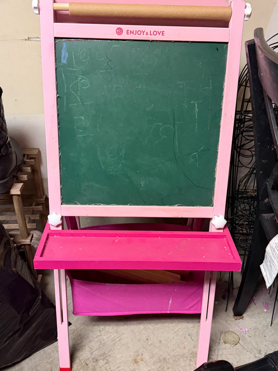 Enjoy & Love Pink Art Easel with Chalkboard - photo 5
