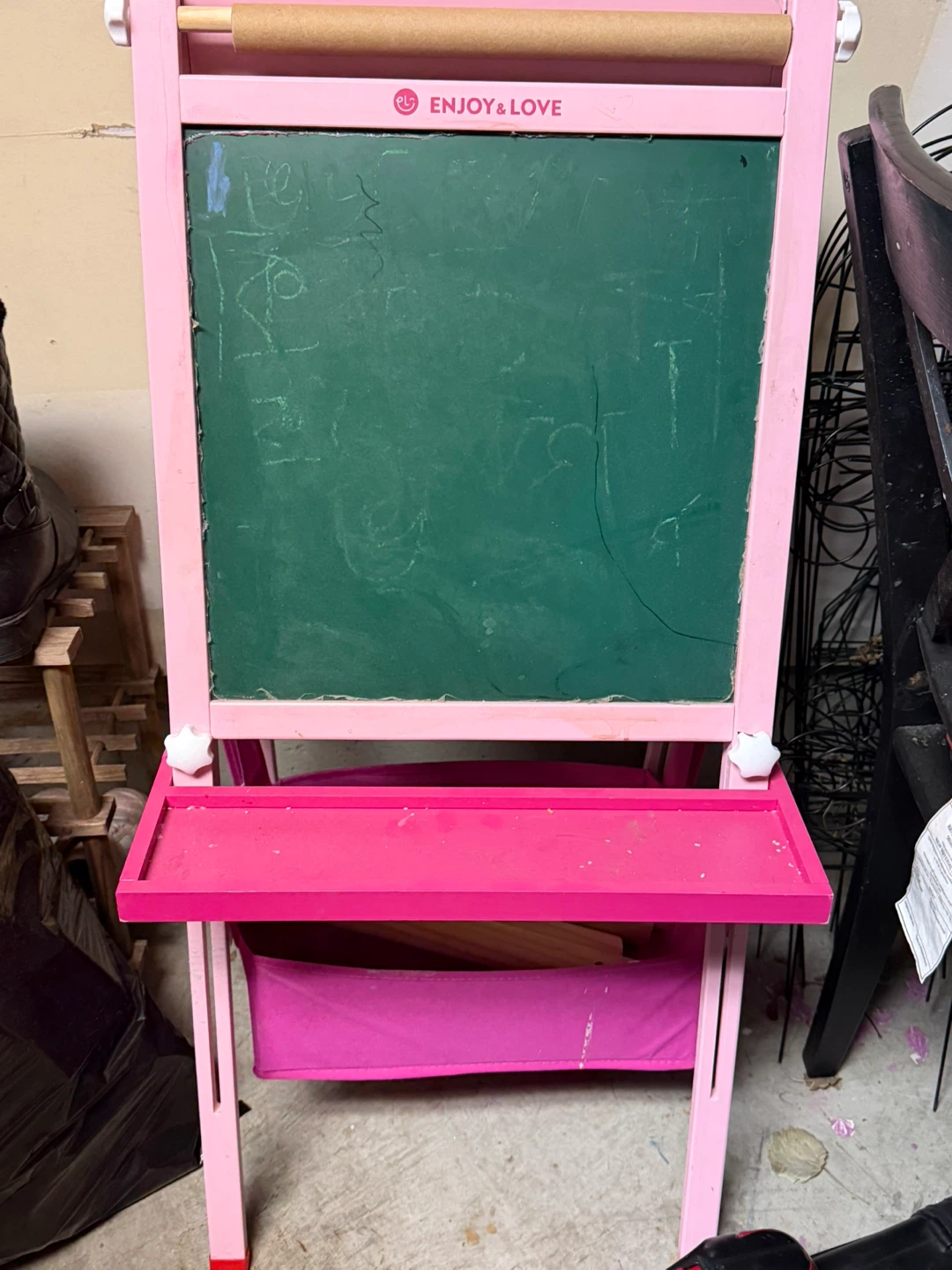 Enjoy & Love Pink Art Easel with Chalkboard - photo 3
