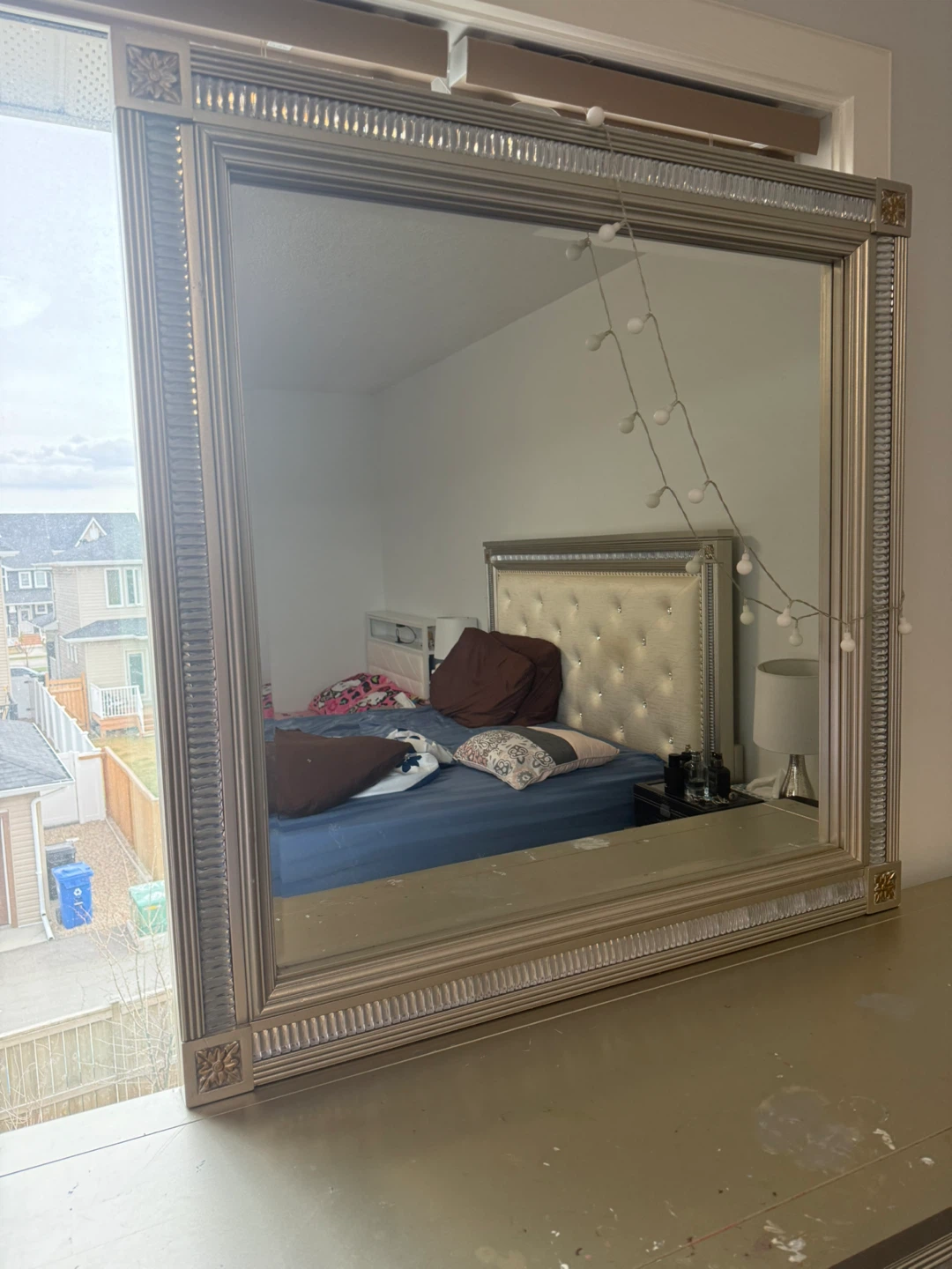 Gold Dresser with Mirror and Nightstand - photo 2