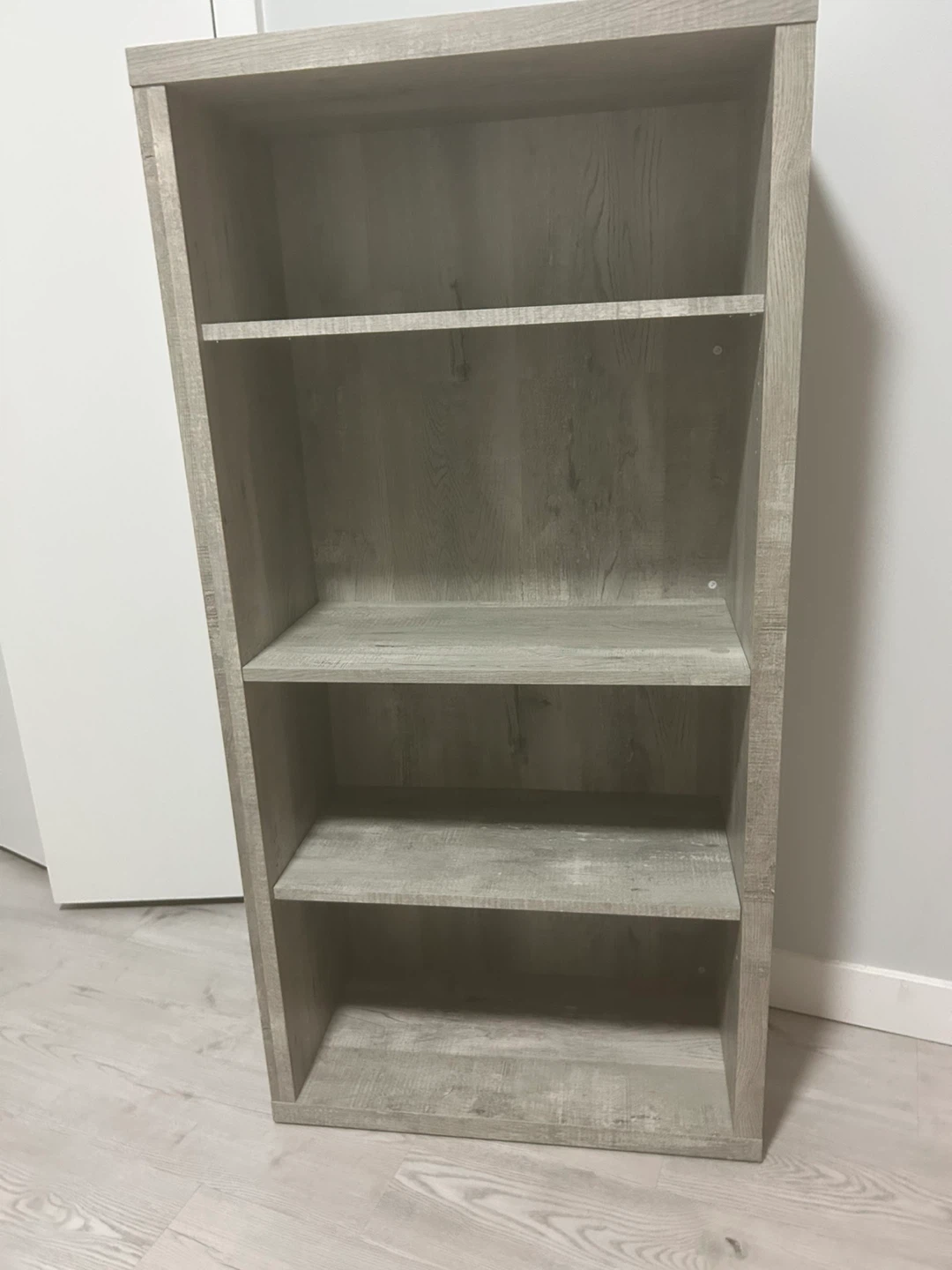 Grey Wood Grain 4-Shelf Bookshelf - photo 2