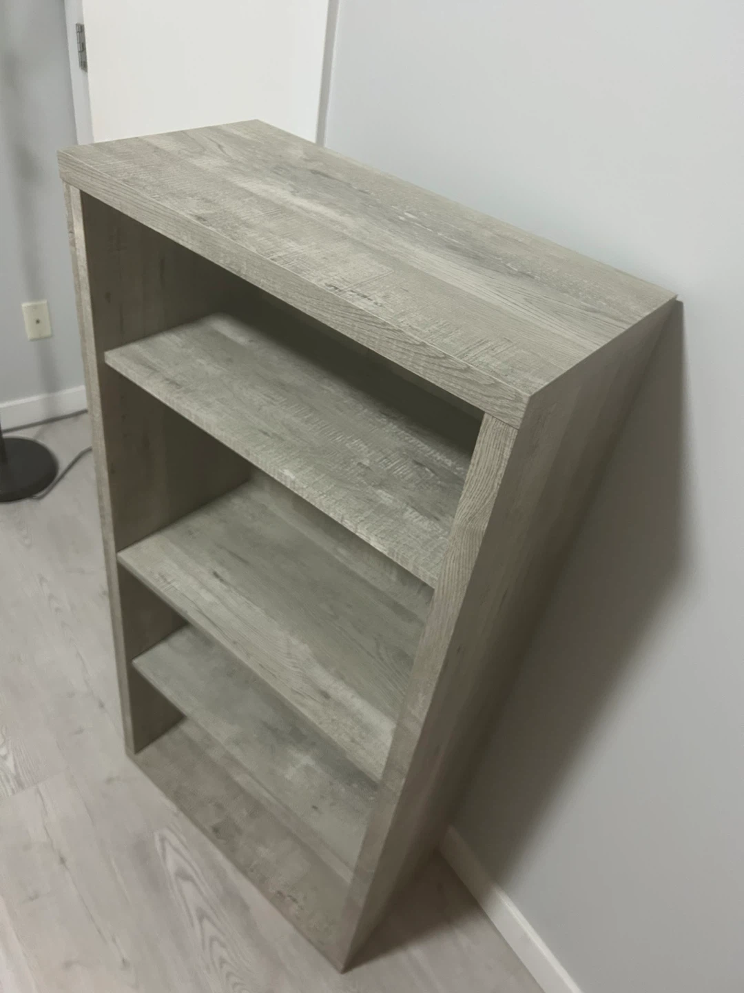 Grey Wood Grain 4-Shelf Bookshelf - photo 3
