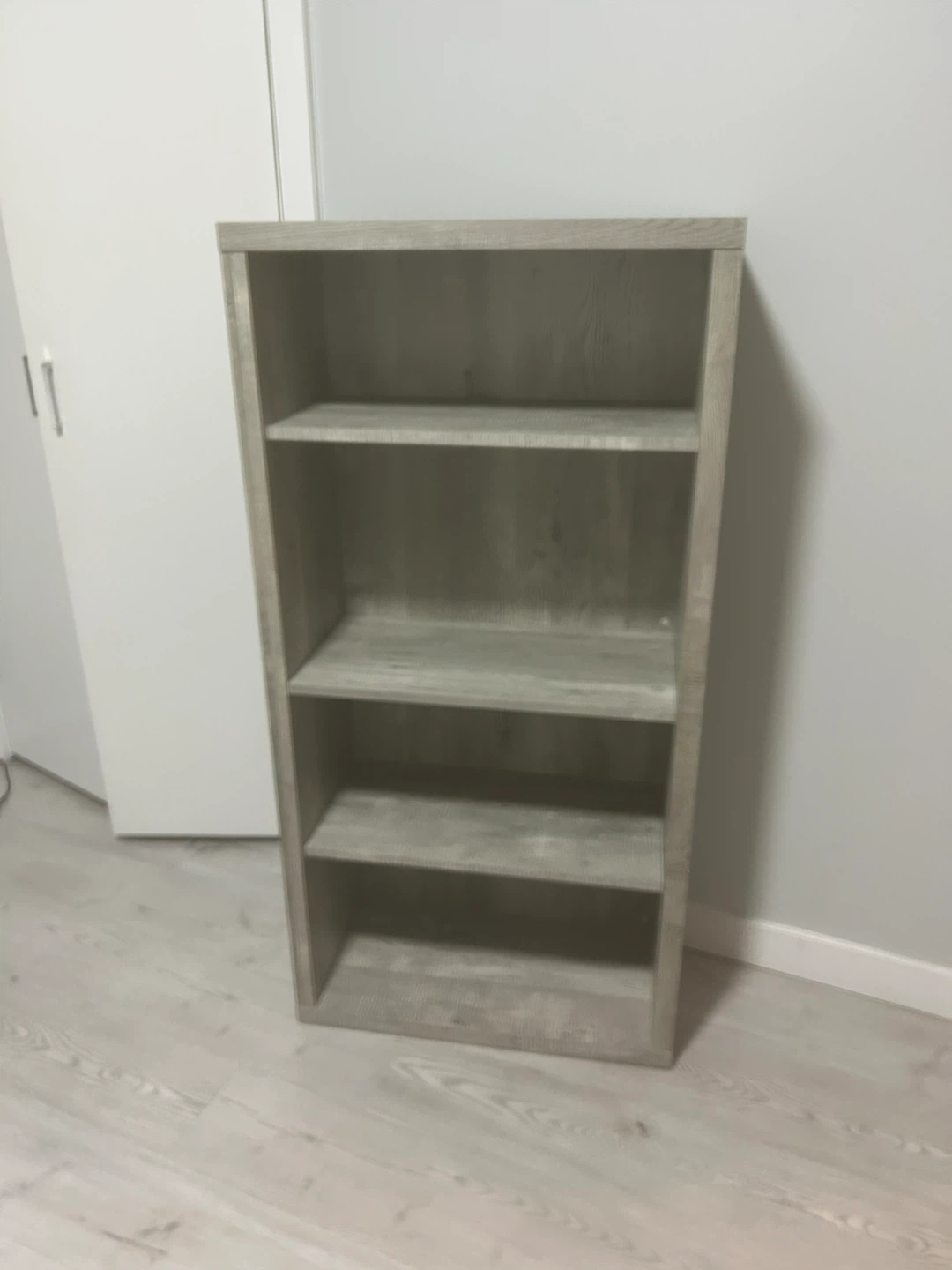 Grey Wood Grain 4-Shelf Bookshelf