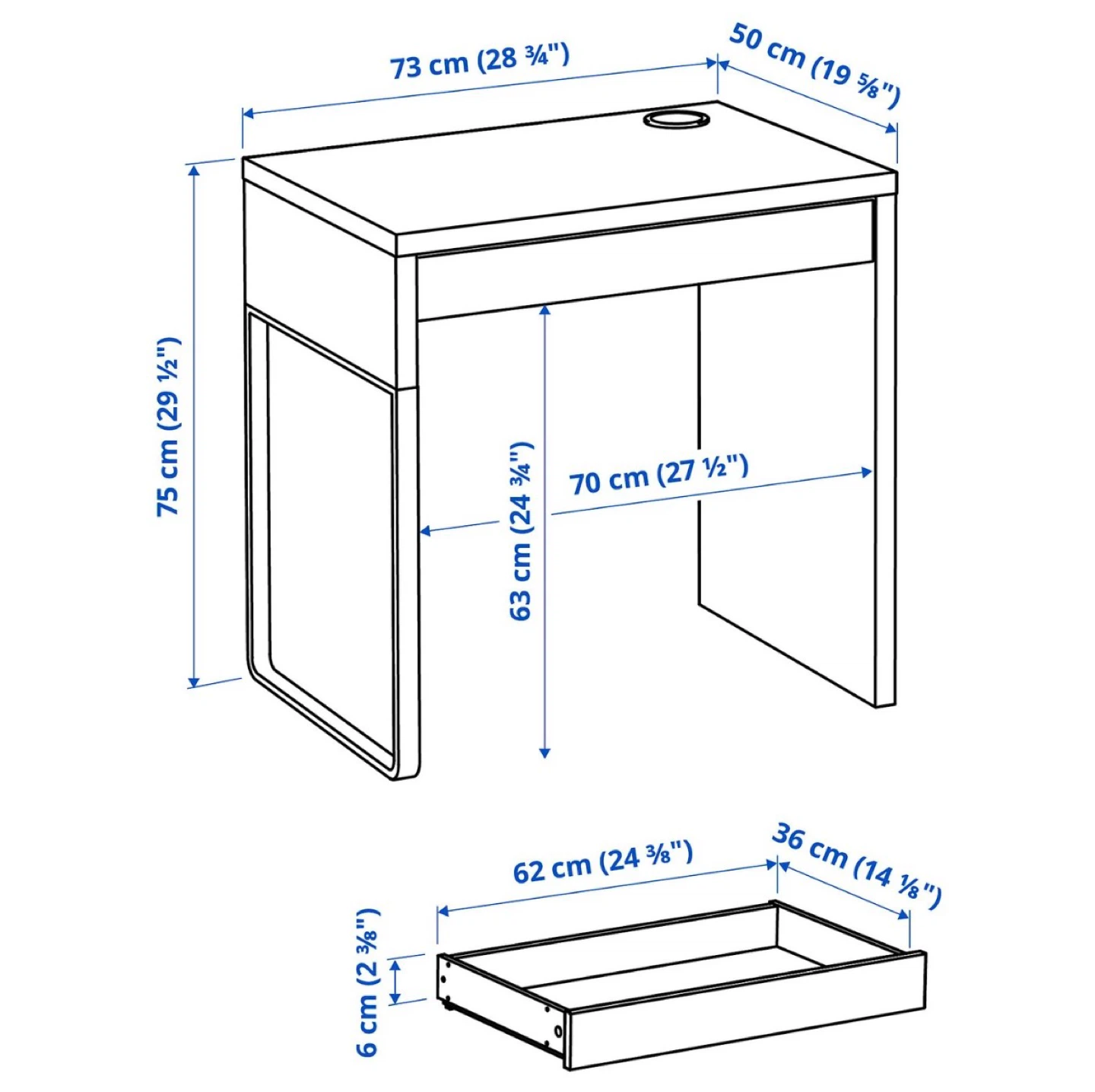 White Desk with Drawer - photo 2