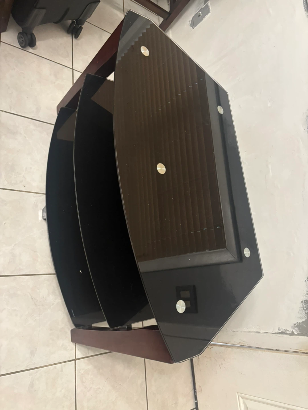 3-Tier Glass Entertainment TV Stand with Wood Accents