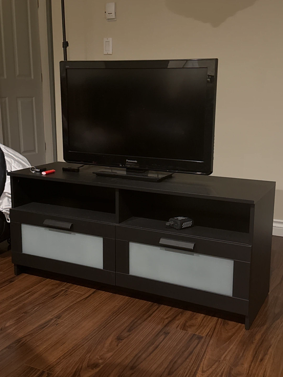 Panasonic TV Stand with IKEA brimnes 2 drawer TV bench