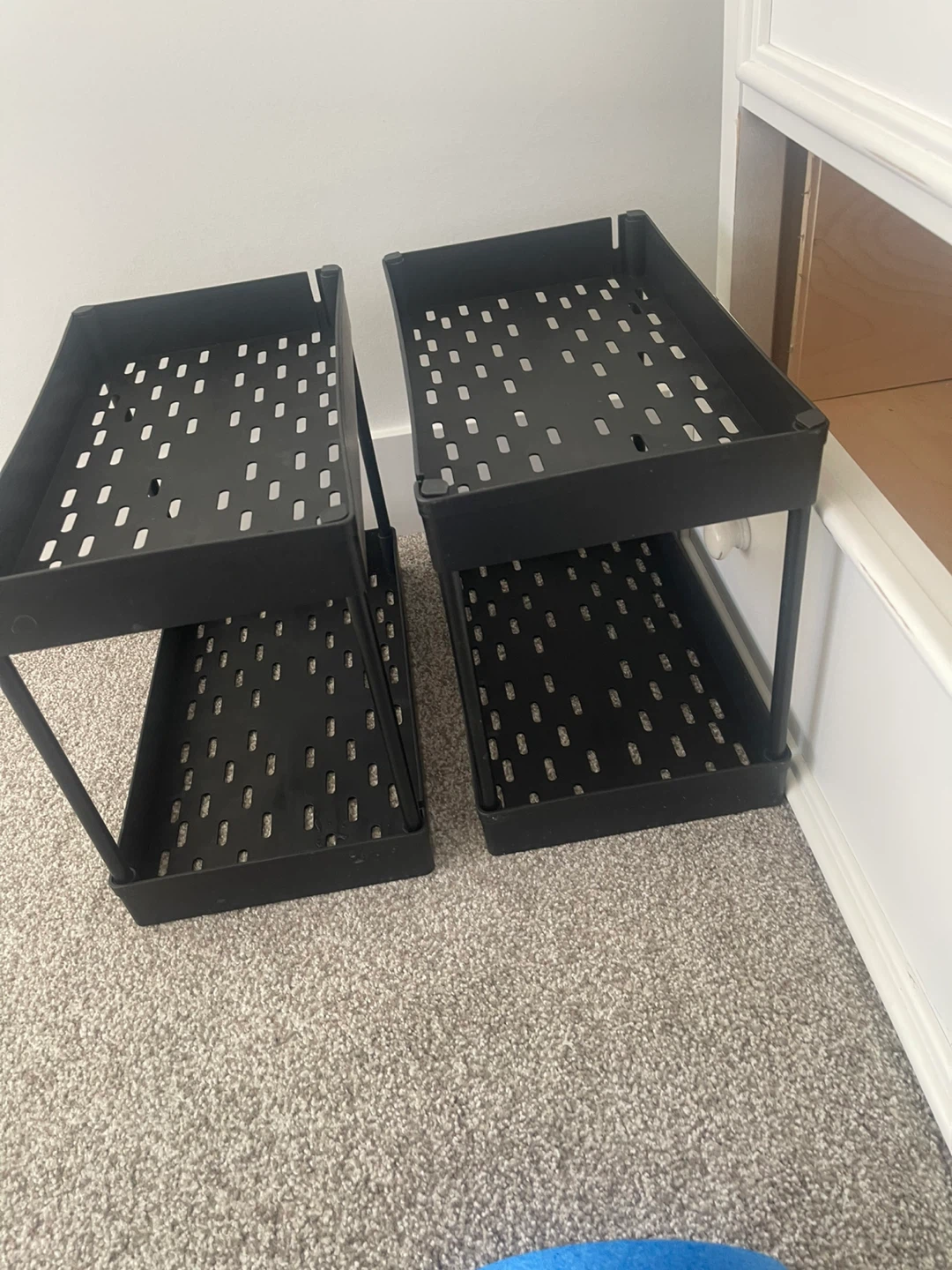 Set of 2 Black 2-Tier Storage Carts