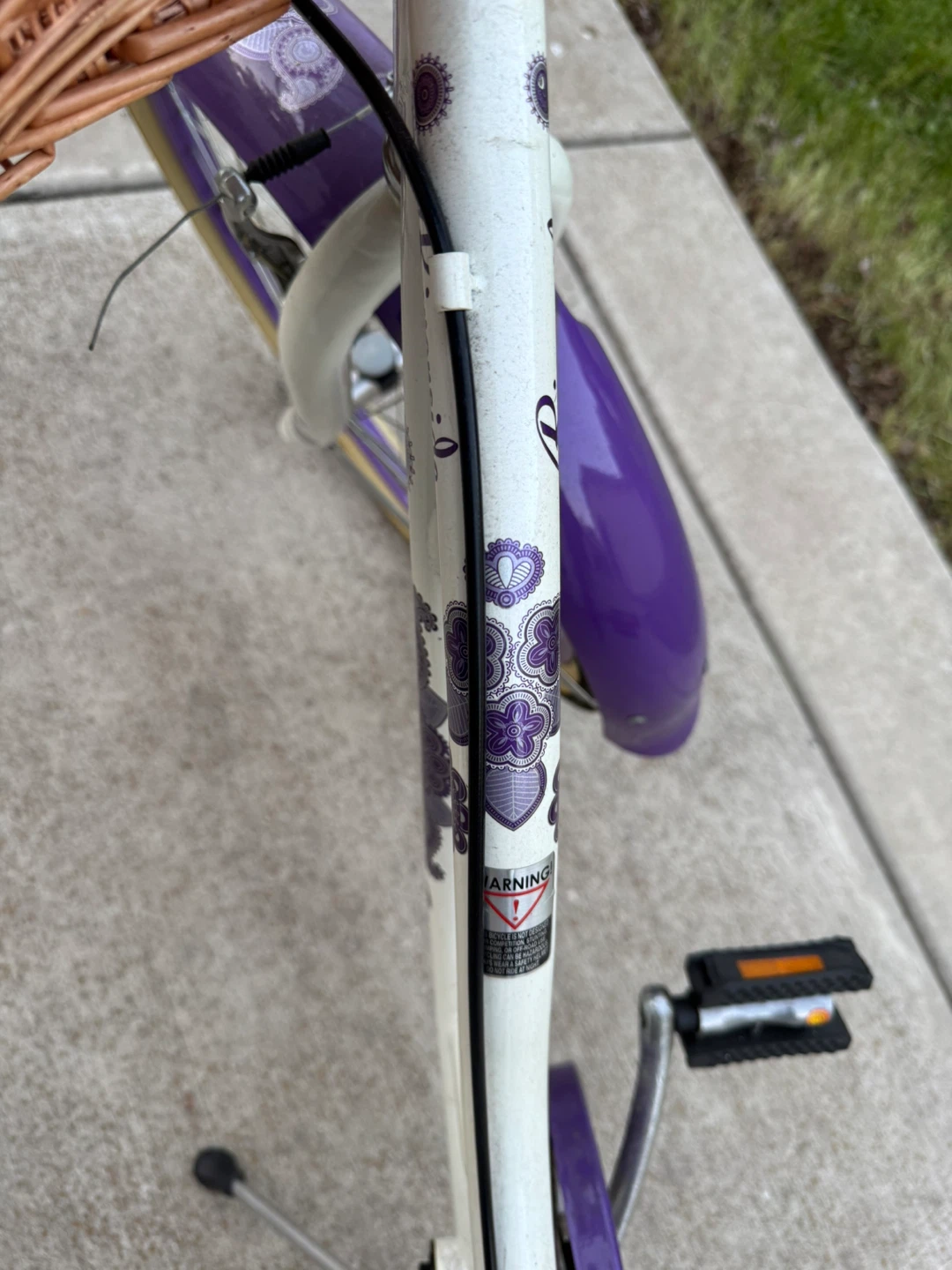 White and Purple Cruiser Bike with Basket - photo 4