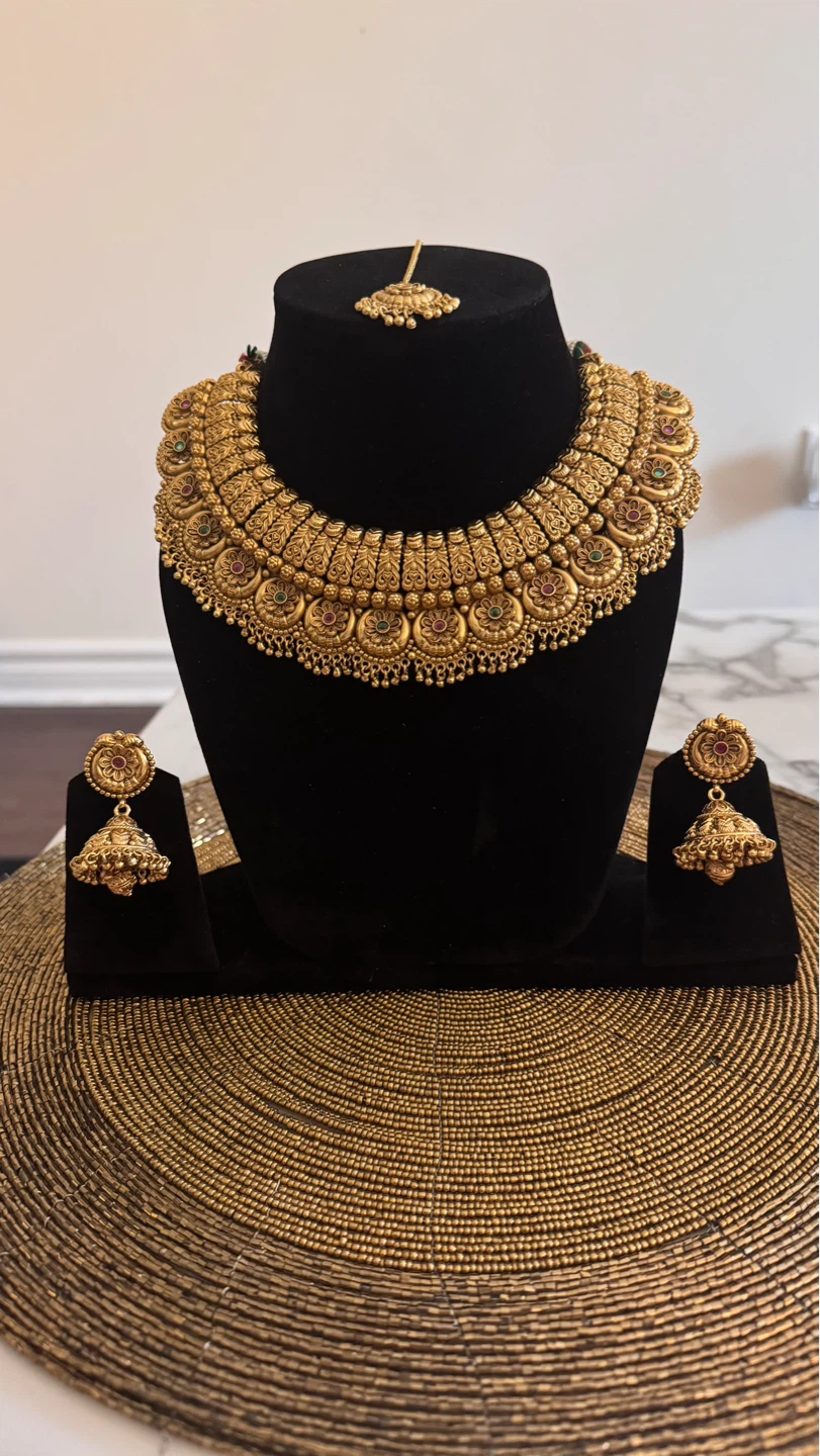 One gram gold plated choker set with Tikka