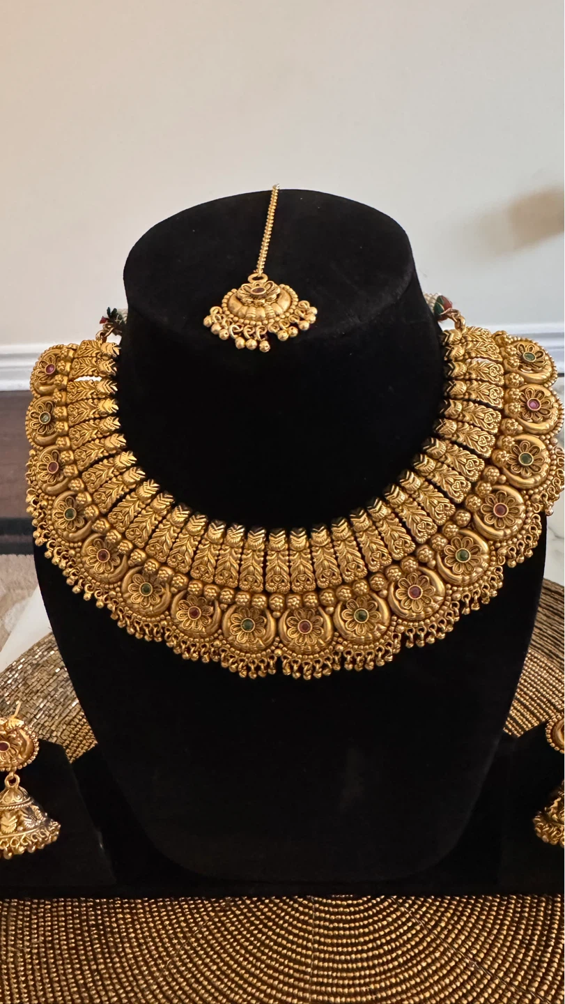 One gram gold plated choker set with Tikka - photo 3