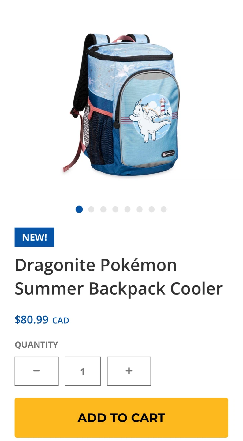 BNWT Dragonite Pokémon Summer Backpack Cooler - photo 2