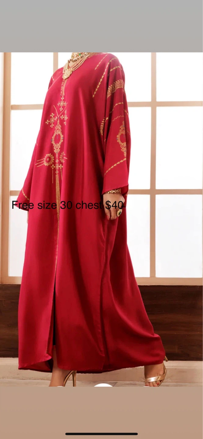 Almirah Red Kaftan with Gold Embroidery