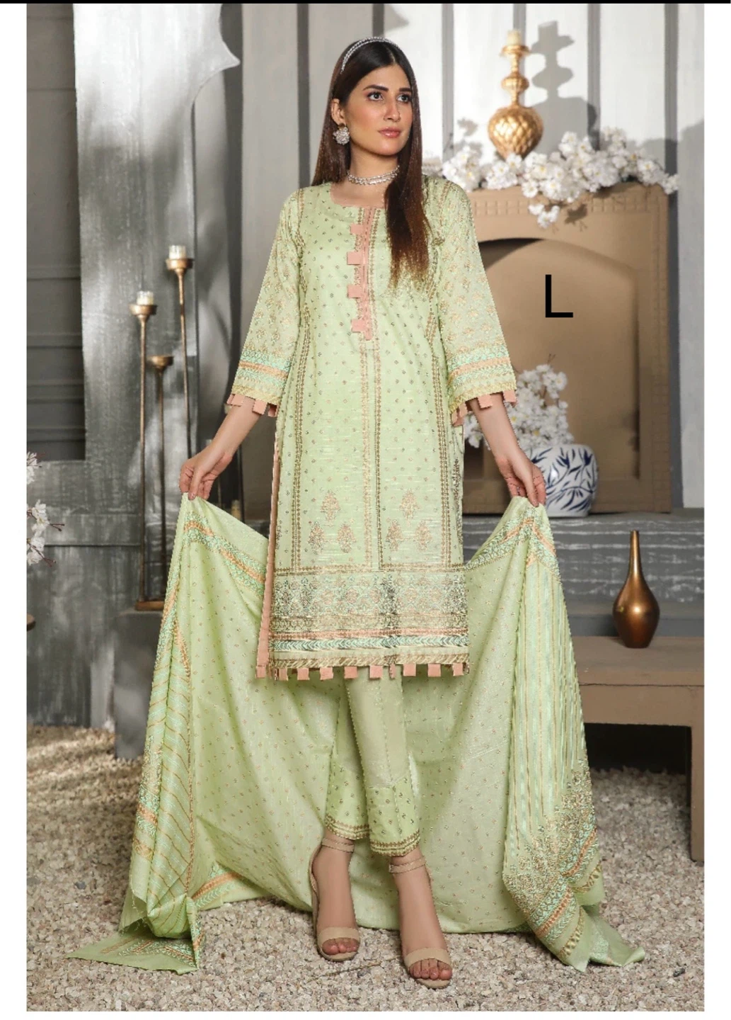 Light Green Pakistani Suit - Size L