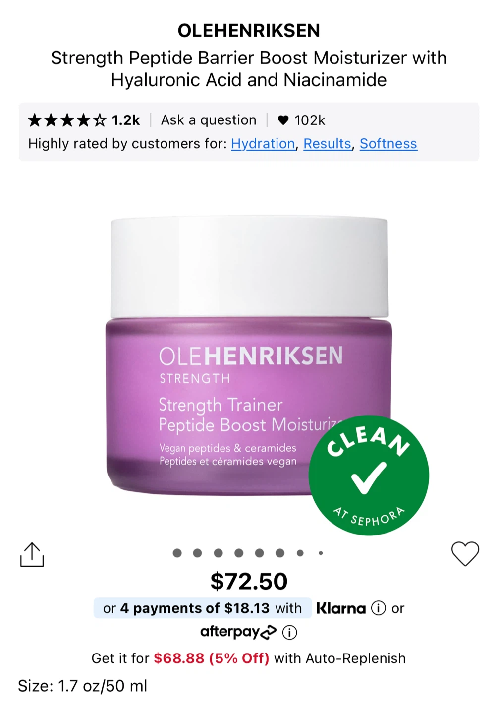 OLEHENRIKSEN Strength Trainer Peptide Boost Moisturizer 50mL