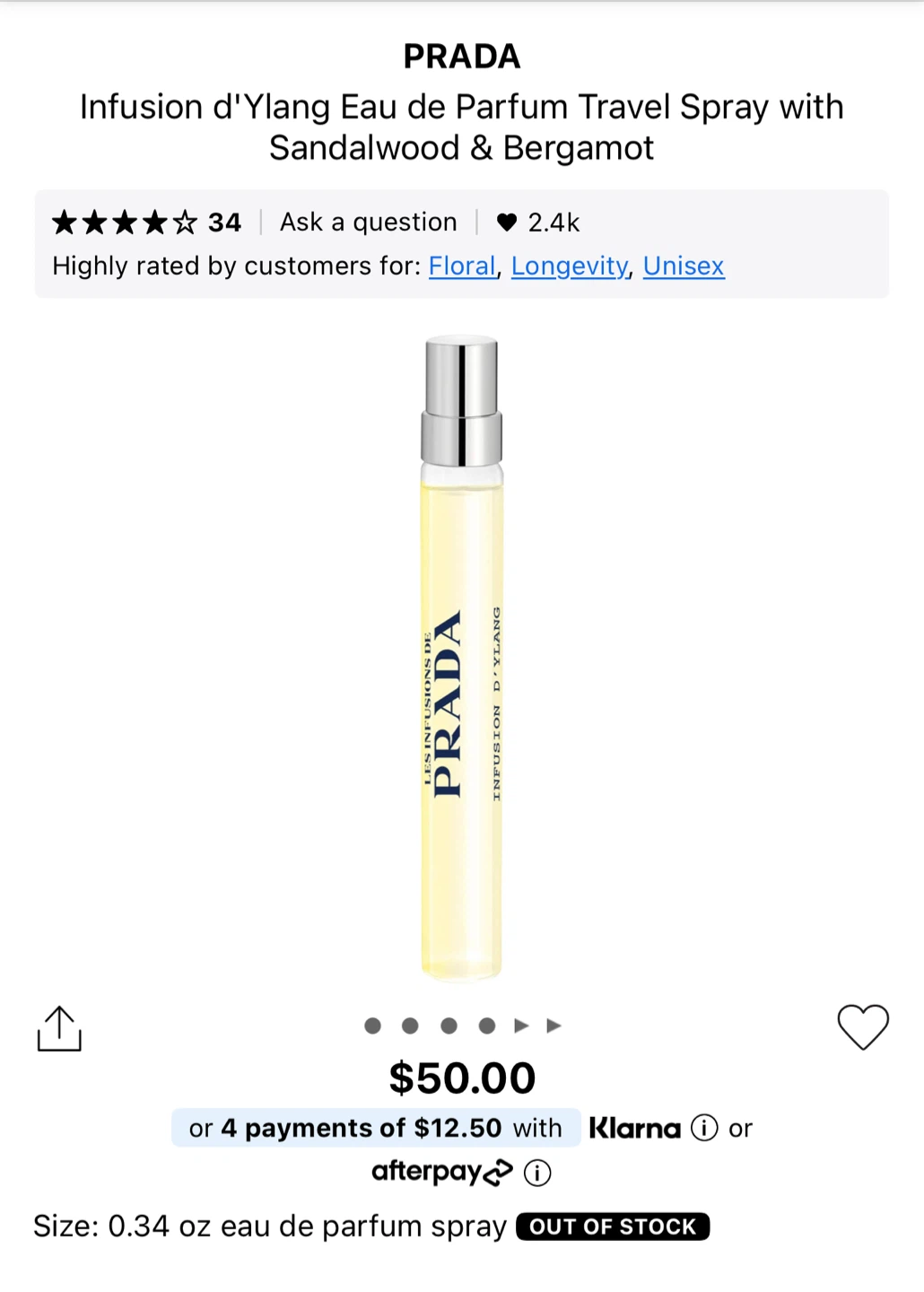 Prada Infusion d'Ylang Eau de Parfum Travel Spray 0.34 oz